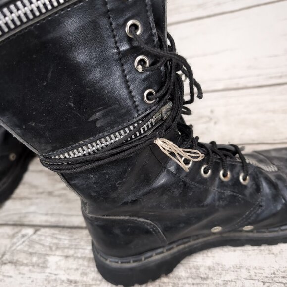 Demonia Black Triple Zipper Revolver Combat Boots Goth Emo Size Men 8 main image 3